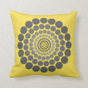 Almohada gris amarilla del modelo del círculo