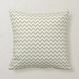 Almohada gris, amarilla y de Whtie retra Chevron