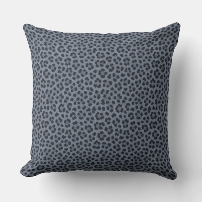 Almohada Gris de Estampado de Guepardo (Anverso)