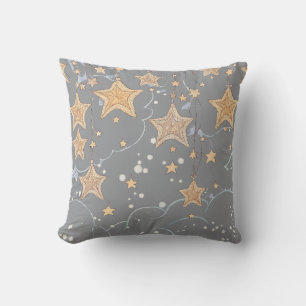 Almohada gris de estrella de deseo