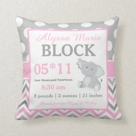Almohada gris de la invitación del bebé del
