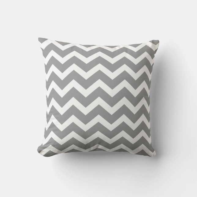 Almohada gris de la raya de Chevron (Anverso)