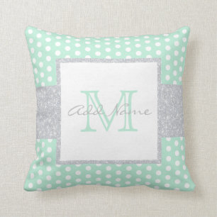 Almohada gris del bebé del lunar de la verde menta
