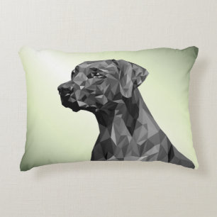 Almohada gris geométrica de perro con acento verde