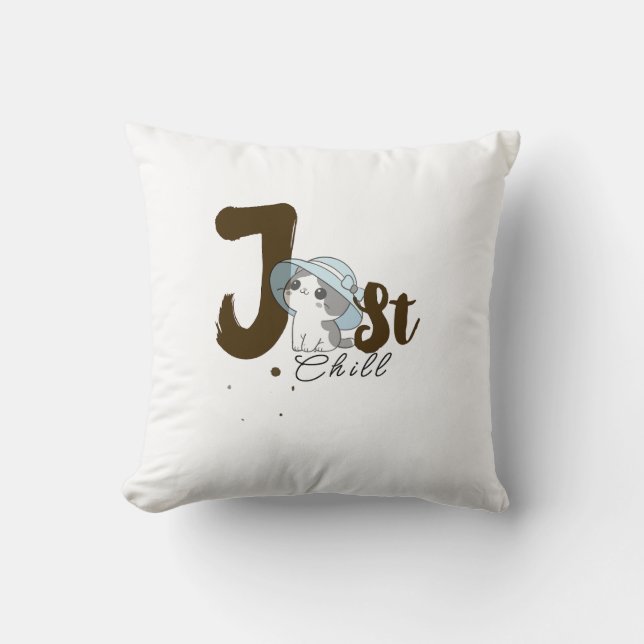 Almohada Gris Just Chill – Casual Relajado  (Anverso)