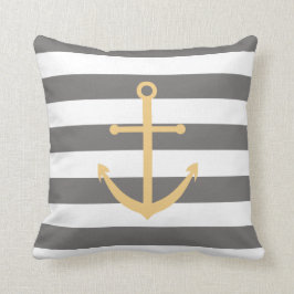 Almohada gris oscuro y amarilla del ancla