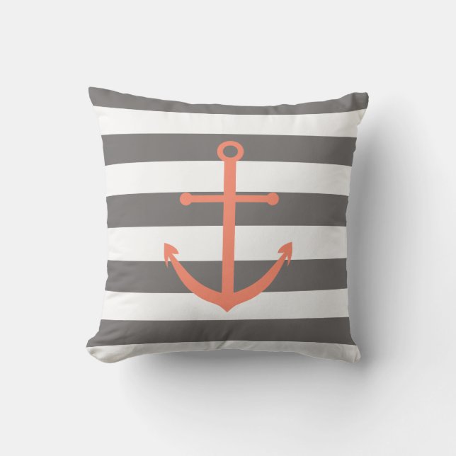 Almohada gris oscuro y coralina del ancla (Anverso)