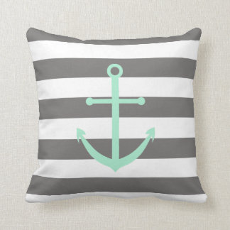Almohada gris oscuro y de la menta del ancla