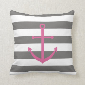 Almohada gris oscuro y rosada del ancla