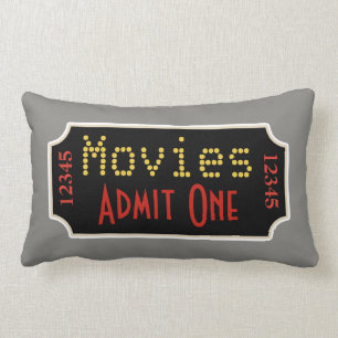 Almohada gris retra del cine del boleto de la