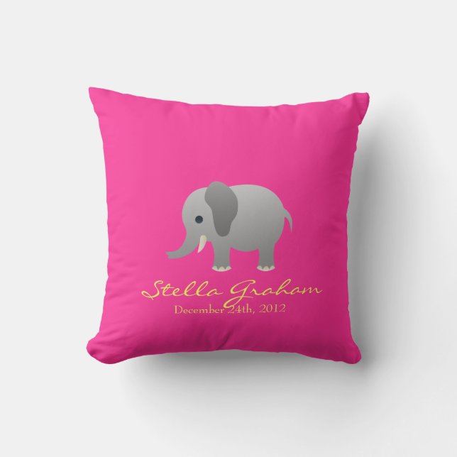 Almohada gris rosada del elefante Stella (Anverso)