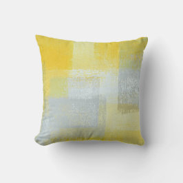 Almohada gris y amarilla "a largo plazo" del arte