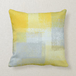 Almohada gris y amarilla "a largo plazo" del arte