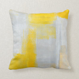 Almohada gris y amarilla "clara" del arte