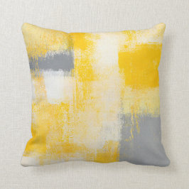 Almohada gris y amarilla del "desayuno" del arte