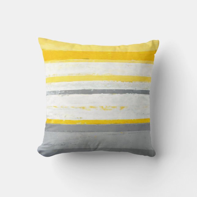 Almohada gris y amarilla "Enthused" del arte (Anverso)