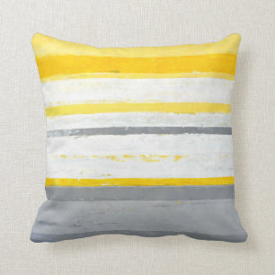 Almohada gris y amarilla "Enthused" del arte