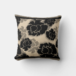 Almohada gruesa con decoración floral, marfil