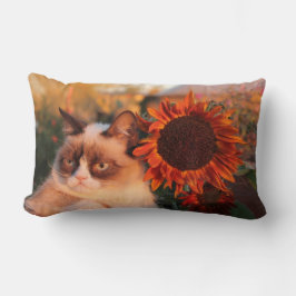 Almohada gruñona del girasol del gato
