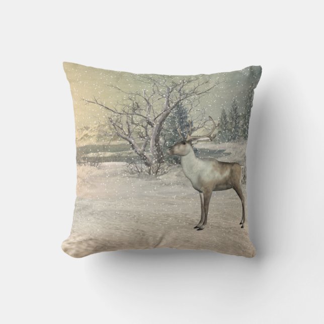 Almohada hermosa de los ciervos del invierno (Anverso)