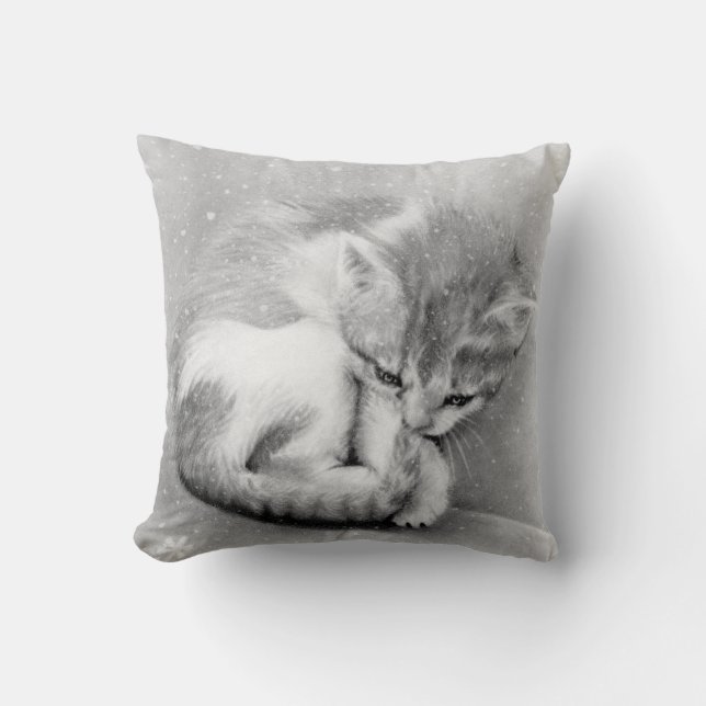 Almohada hivernal triste del gatito (Anverso)