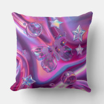 Almohada holográfica Y2K | Rosa intenso y cromo