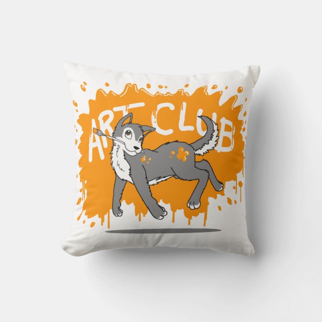 Almohada Husky del Club de Arte (Anverso)