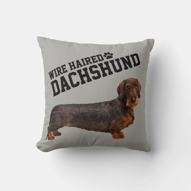 Almohada ilustrada Dachshund cabelludo del alambre (Anverso)