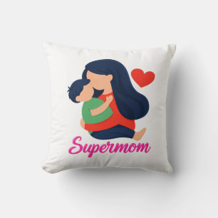 Almohada ilustrada de Supermamá Madre e Hijo