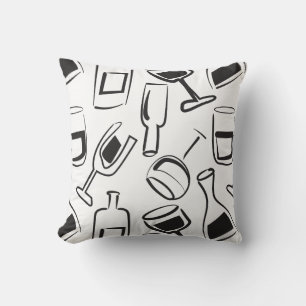 Almohada ilustrada diversión del vino