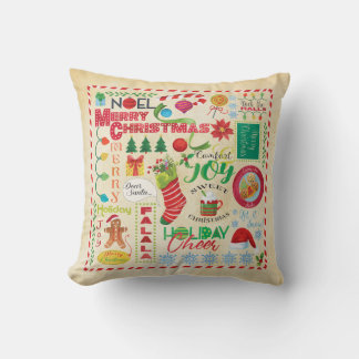 Almohada ilustrada Feliz Navidad, decoración navid
