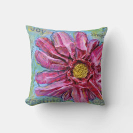 Almohada imponente de un Zinnia rosado en 3D