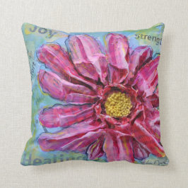 Almohada imponente de un Zinnia rosado en 3D