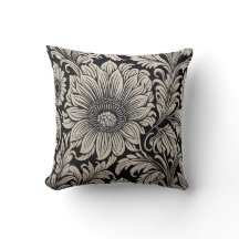 almohada impresa de diseño de flores con bello
