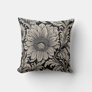 almohada impresa de diseño de flores con bello