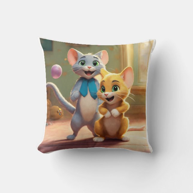 almohada impresa de Tom y Jerry (Anverso)