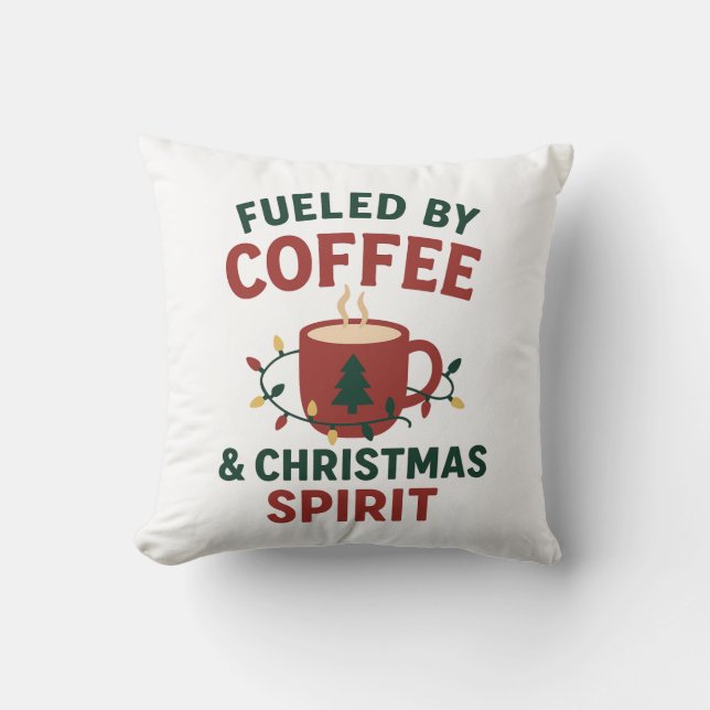 Almohada impulsada por el café y el espíritu de la (Anverso)