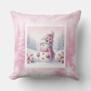 Almohada infantil de escena invernal Pinkmas con m