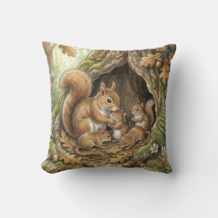 Almohada infantil de mamá y bebé de ardilla del bo