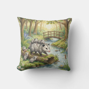 Almohada infantil de zarigüeya de bosque con mamá