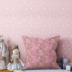 Almohada infantil floral de acuarela rosa