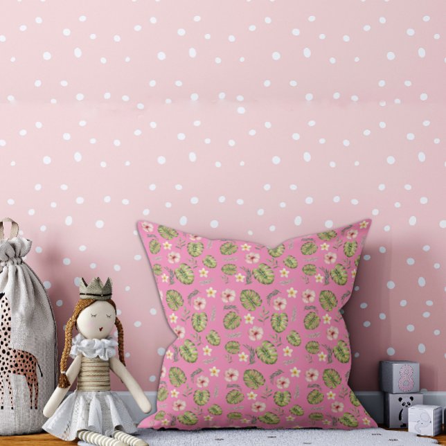 Almohada infantil floral de acuarela rosa (Subido por el creador)