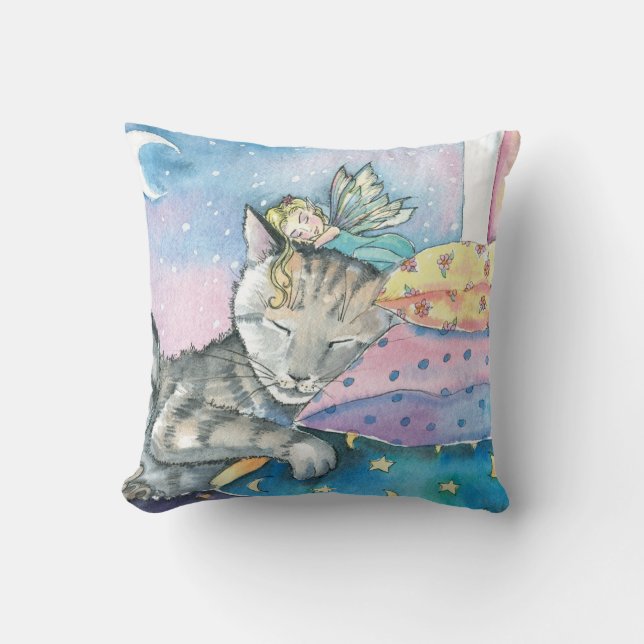 Almohada infantil para niños gato tabby de hadas d (Anverso)