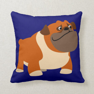 Almohada inglesa del bulldog del dibujo animado