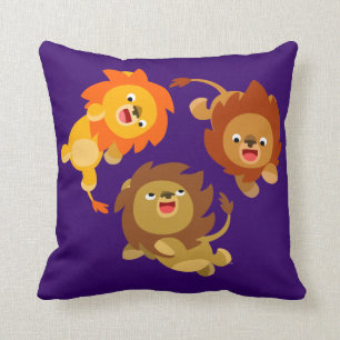 Almohada ingrávida linda de los leones del dibujo