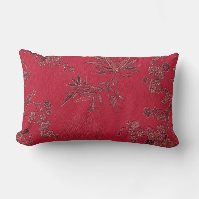 Almohada inspirada asiática roja (Anverso)