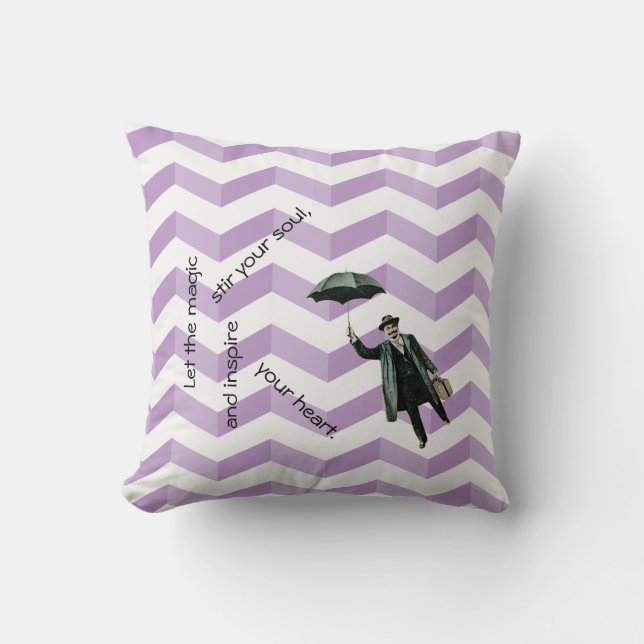 Almohada inspiradora de chevrones 3D con hombre vo (Anverso)