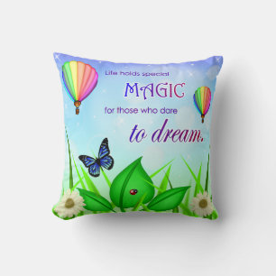 Almohada inspiradora de sueños con cita