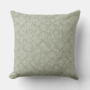 Almohada Inspiradora del alfabeto de oliva grunge