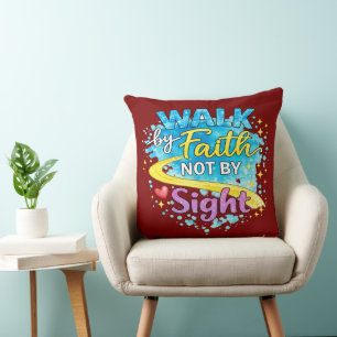 Almohada inspiradora para tirar 'Caminar por fe, n